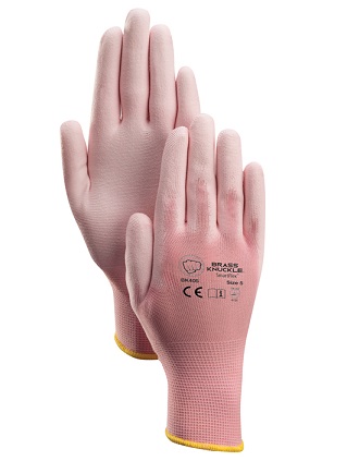 GLOVE NYLON PINK SHELL;WHITE/PINK PU PALM 13G - Cut Resistant